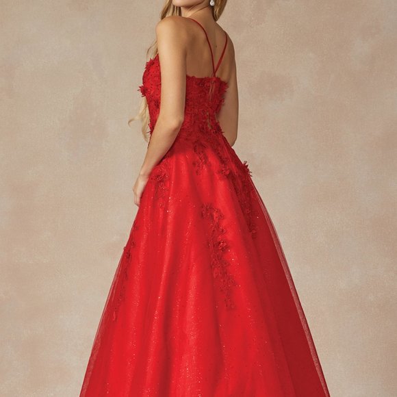Dresses Red 3d Flower Corset Bodice A Line Prom Gown 285 Poshmark